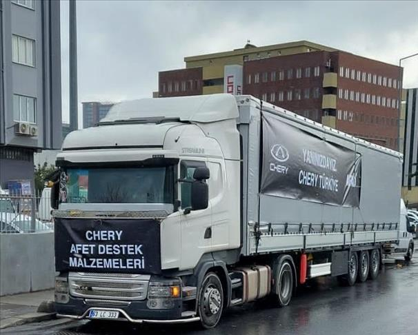 Chery'den deprem bölgesine yardım TIR'ı