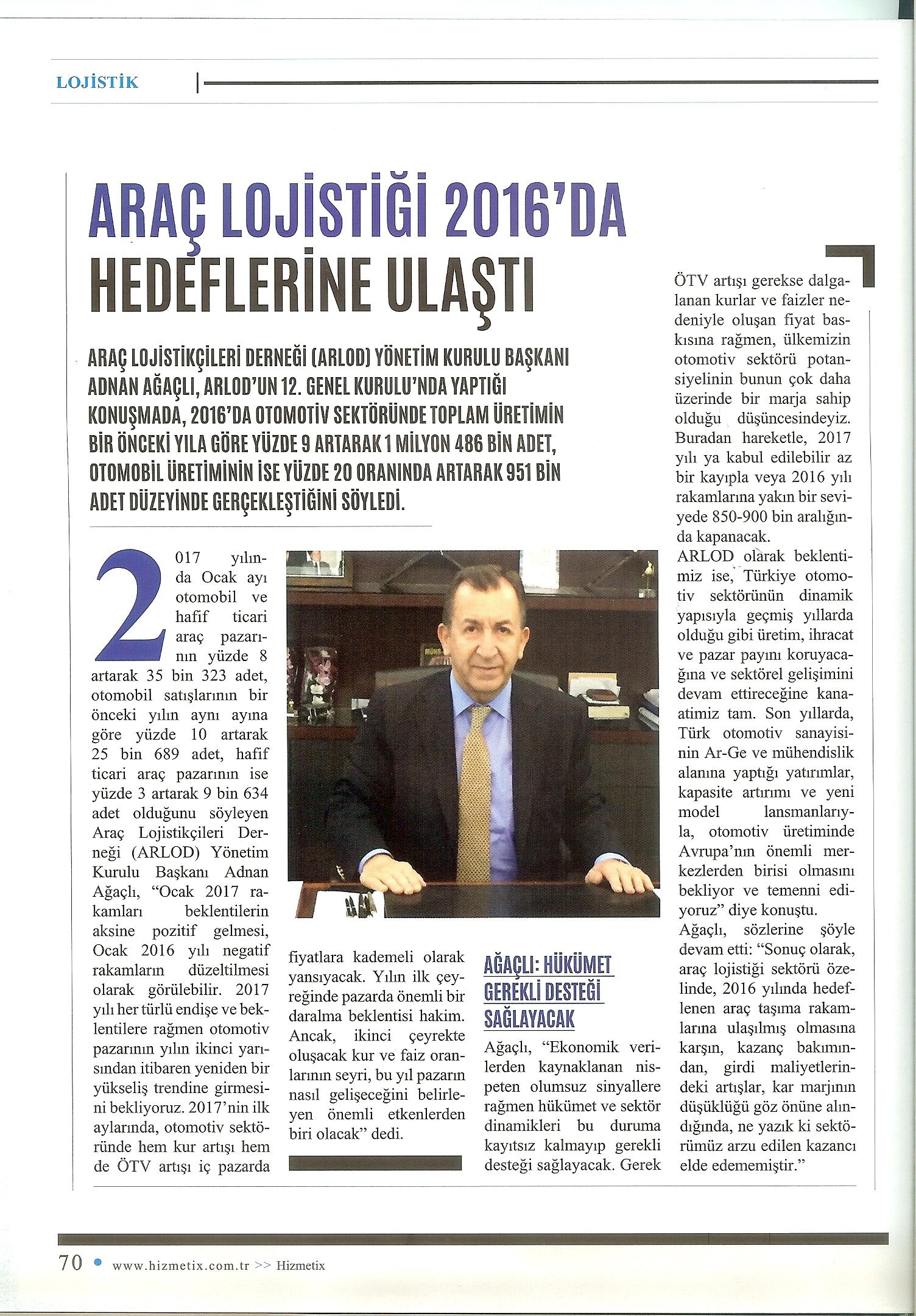 Arac Lojistigi 2016Da Hedeflerine Ulasti 2